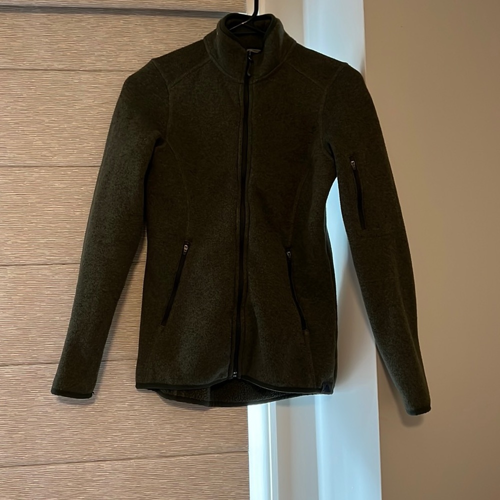 Dark green fleece full zip jacket. LL Bean. Good condition.